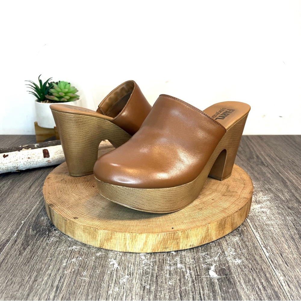 Faryl by Robin Faryl | Lannette Heeled Clogs in Cognac Size 9